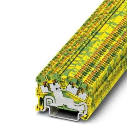 Phoenix Contact Ground - Multi-Conductor Desk Design Terminal Block; PTS 1.5/S-QUATTRO-PE; 1-Level; #26 - #14; Push-In Connection; Green-Yellow